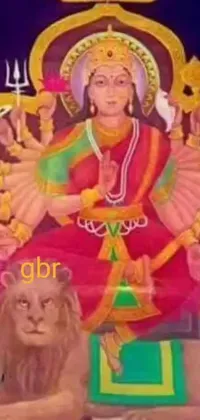 This phone live wallpaper features a stunning statue of a powerful woman sitting atop a lion, embodying the essence of the Samikshavad movement