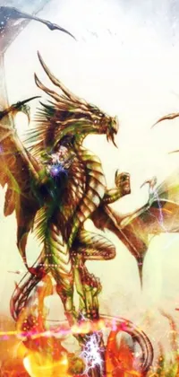 This live wallpaper for your phone features an awe-inspiring painting of a dragon battling a demon