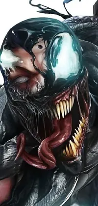 This phone live wallpaper showcases an eerie and captivating design featuring a close-up of a person's face, sporting a Spider-Man inspired mask