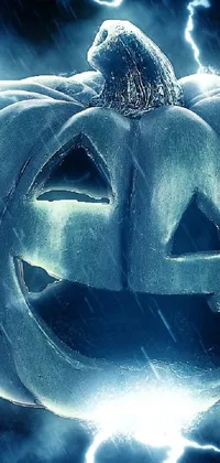 This live wallpaper is perfect for Halloween enthusiasts! It features a digital rendering of a spooky pumpkin with bolts of lightning shooting out from it