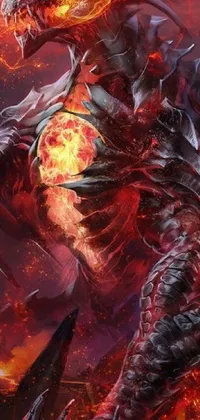 Get your phone screen soaring to new heights with this live wallpaper featuring a fiery dragon boasting intricate details, glowing eyes, and a majestic presence