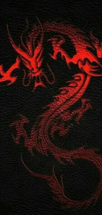 This phone live wallpaper showcases a stunning red dragon against a black backdrop