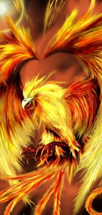 Looking for an eye-catching live wallpaper for your phone? Check out this fantasy-inspired design featuring a fiery-haired bird in flight