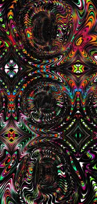 This phone live wallpaper features a mesmerizing multicolored design with abstract illusionism and swirling black magic