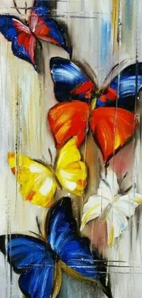 This lively phone live wallpaper boasts an abstract acrylic painting of colorful butterflies