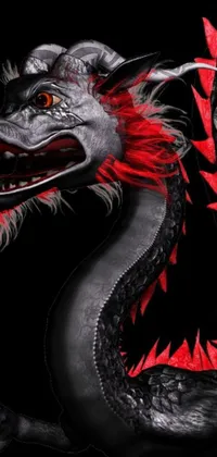 This phone live wallpaper showcases a digital art close-up of a fierce dragon