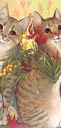 This phone live wallpaper features adorable cats standing together