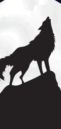 This live wallpaper features a breath-taking image of a wolf standing on a rock under a full moon, rendered in furry art and vectorized for a sleek modern look