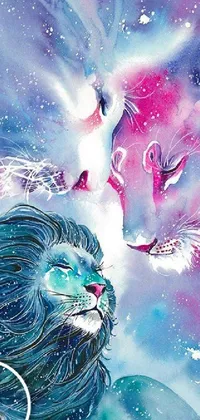 Bring the mystical energy of a major arcana tarot card to your phone with this stunning watercolor painting live wallpaper! Featuring a powerful lion and regal cat standing against a shimmering backdrop of metaphysical colors and sparkles in the sky, this piece of detailed cover art is reminiscent of Jojo cover artwork