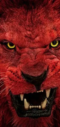 Looking for a dynamic wolf-themed live wallpaper for your phone? Check out this hyperrealistic image of a ferocious wolf, complete with piercing yellow eyes and sharp, monster-like teeth covered in a deep, blood-red hue