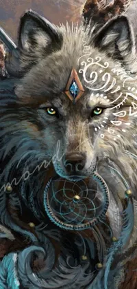 This Wolf Steampunk Live Wallpaper features a stunning painting of a wolf with intricate details and vibrant colors