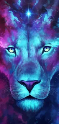 This live wallpaper showcases a close-up shot of a lion's face