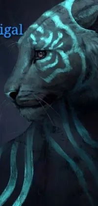 This live wallpaper features a stunning close-up of a tiger with piercing blue eyes, set against a dark background