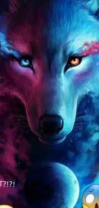 This stunning phone live wallpaper depicts a majestic wolf with the full moon in the background