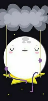 This live wallpaper puts a charming and playful cartoon moon at the center of a serene environment