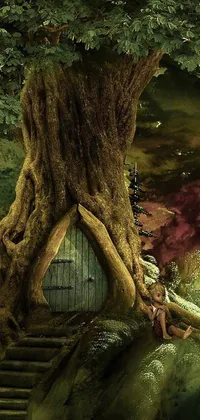 This live wallpaper features a beautiful scene of a tree house among trees, designed by an accomplished artist