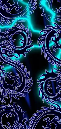 This phone live wallpaper features a breathtaking blue and black background with a stunning cyan Chinese dragon in a fantasy-inspired style
