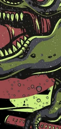 This phone live wallpaper features a colorful and playful close-up of a cartoon alligator riding a skateboard
