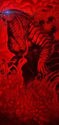 This dragon live wallpaper for your mobile screen features a gorgeously painted dragon on a vibrant red background