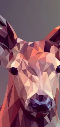 This phone live wallpaper showcases a faceted triangular deer head on a gray background in vector art