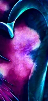 This stunning phone live wallpaper showcases a close-up of a digital art painting of a heart against a space art background, featuring purple bioluminescence and the iconic protoss insignia