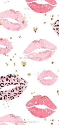 This phone live wallpaper boasts a cute and feminine design of pink and black lips on a white background