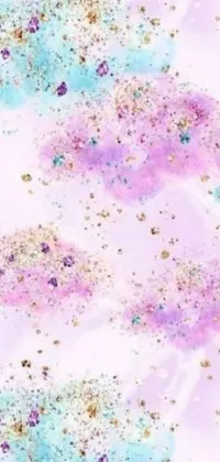 This pink and blue flower phone live wallpaper incorporates glistening clouds, sparkling glitter and cotton candy hues