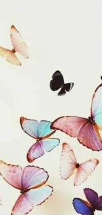 This vibrant phone live wallpaper features a stunning bunch of butterflies in flight, intricately designed to showcase the delicate beauty of these elegant creatures