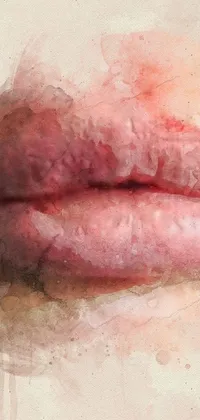 This phone live wallpaper showcases a stunning watercolor painting of a woman's lips