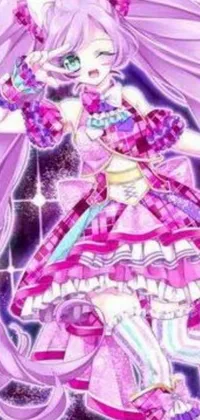 Looking for a stunning, anime-inspired live wallpaper for your phone? Look no further than this beautiful depiction of a girl in a pink dress and holographic suit
