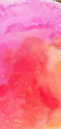 Introduce a stunning live phone wallpaper featuring a delightful watercolor painting of a pink and yellow flower design
