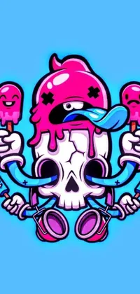 This cartoon skull live wallpaper is perfect for anyone who loves fun and quirky designs