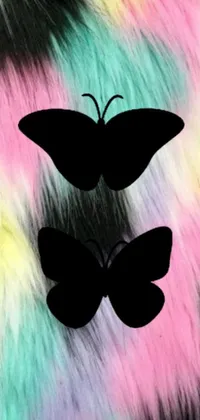 This live wallpaper features two black butterflies atop a colorful fur design that's sure to brighten up your phone screen