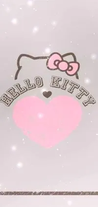 This wallpaper for your phone showcases a delightful Hello Kitty design with a pink heart theme