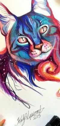 This live wallpaper for your phone showcases a stunning color pencil sketch of furry art