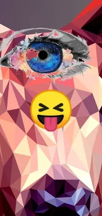 This abstract phone live wallpaper features a close-up of a dog's head with a detailed eye, crafted in vector art