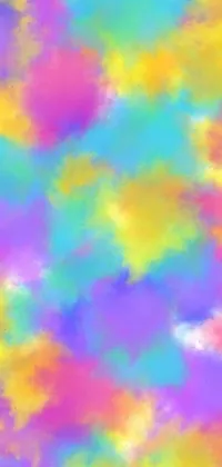 Introducing a colorful tie-dye phone live wallpaper designed in a whimsical Lisa Frank-inspired digital art style