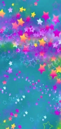 Get this gorgeous phone live wallpaper featuring colorful stars on a blue background in hot pink and cyan colors, complete with fairy dust and seasonal icons 🌸 ☀ 🍂 ❄