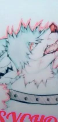 Enjoy a striking live wallpaper of a menacing, anime-style dog with visible fangs and a prominent jaw