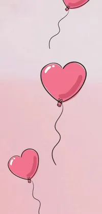 This delightful pink balloon live wallpaper for your phone background is created in a cute hand-drawn style