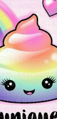 Looking for a cheerful phone wallpaper? This digital art live wallpaper features a cute, soft, and colorful close up of a rainbow against a delightful backdrop