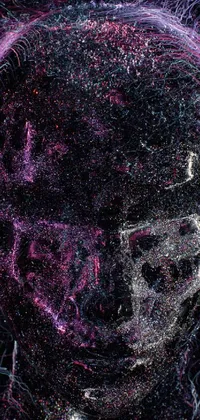 This electric live wallpaper showcases a close-up of a helmeted figure with a purple glowing head, surrounded by an aura of various electrifying colors