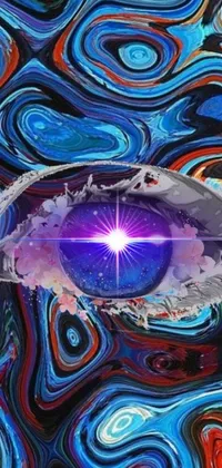 Looking for a stunning live wallpaper to transform your phone screen? Look no further than this digital art masterpiece featuring a vividly colored, otherworldly eye looking out into the cosmos