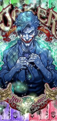 Enhance your phone with this stunning and vibrant live wallpaper featuring the iconic Joker