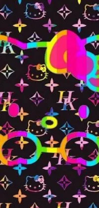 Elevate your phone's style with a vibrant and captivating live wallpaper featuring a Hello Kitty pattern
