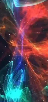 This stunning phone live wallpaper depicts a holographic space design showcased on a cell phone screen