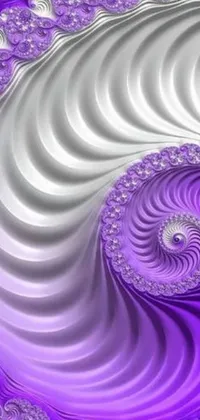 This phone live wallpaper features a stunning purple and white spiral design on a sleek purple background