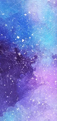 Experience the stunning beauty of a blue and purple galaxy on your phone with this live wallpaper