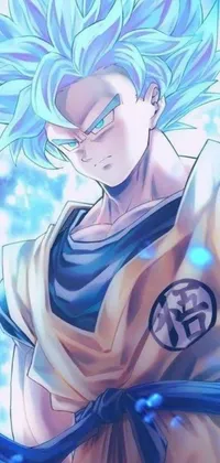 Are you a fan of Dragon Ball? Looking to add some anime style to your phone's wallpaper? Then check out this trending live wallpaper on Pixiv! With a striking blue hue and intricate anime shading, this image of popular character (Goku) is sure to catch your eye