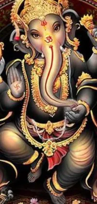 This captivating live phone wallpaper showcases the revered Hindu deity Lord Ganapati, also known as Ganesha or the Elephant God